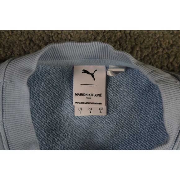 Puma x Maison Kitsune Paris Sweatshirt Large Baby Blue Pullover - Picture 3 of 9